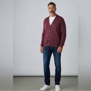 Men's Maroon Cypress Links Distinguished Cardigan Sweater